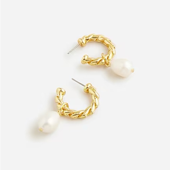 NWT J. Crew Textured Freshwater Pearl Drop Earrings - Picture 2 of 3
